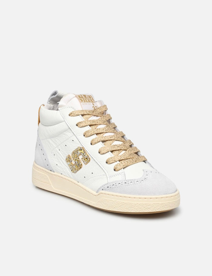 baskets Semerdjian montantes blanches avec lacets or