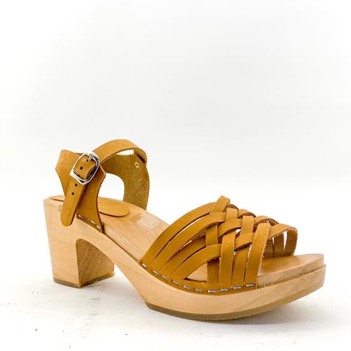 sabots sandales en nubuck et semelle en bois