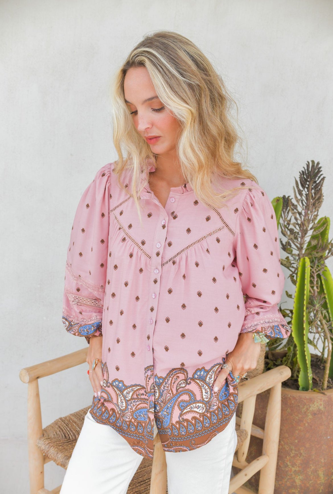 Blouse Bohème Solina Pink Paisley