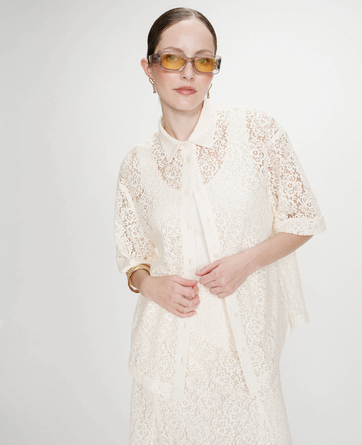 Chemise en dentelle crème