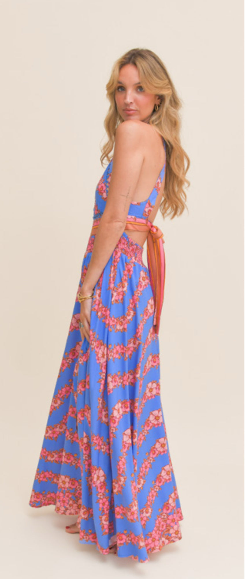 Robe longue bohème dos nu Azura Bloom