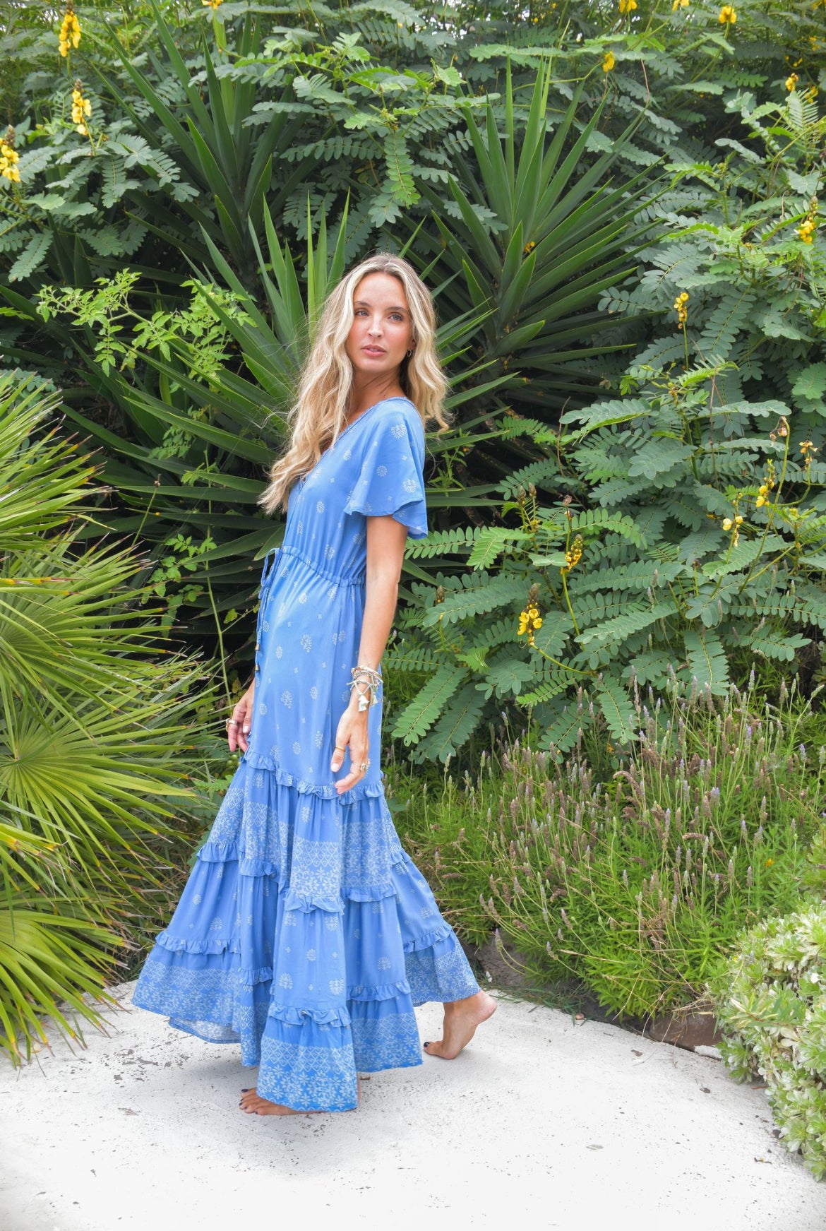 Robe longue bohème Azura bleue