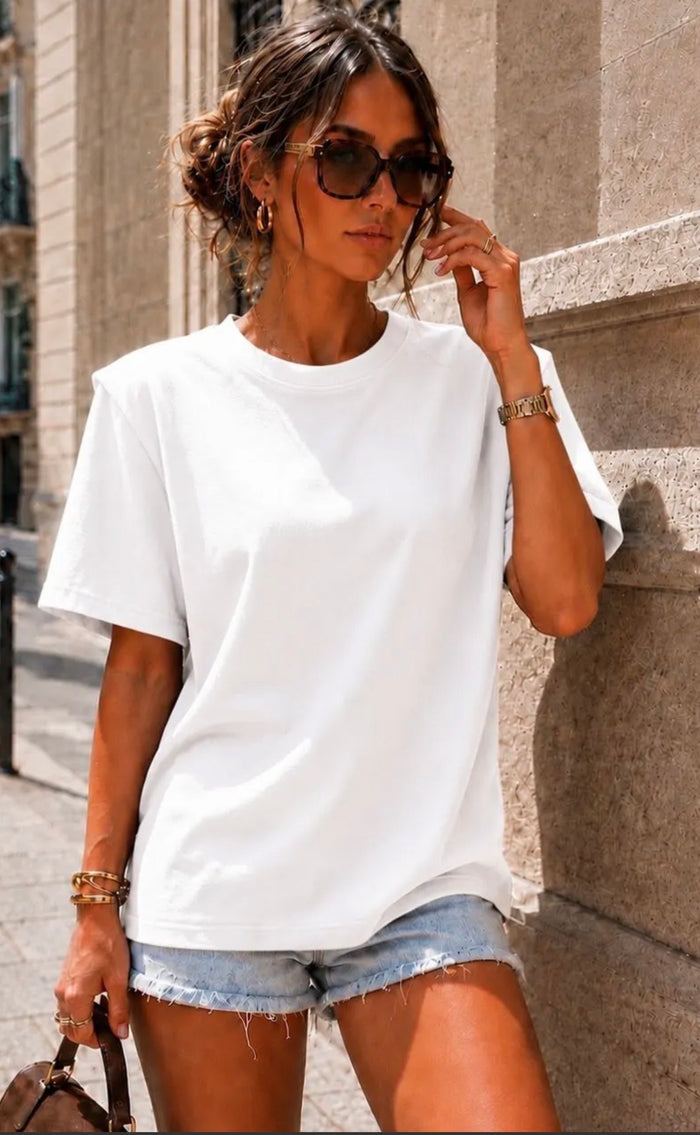T-shirt LOU blanc à épaulettes