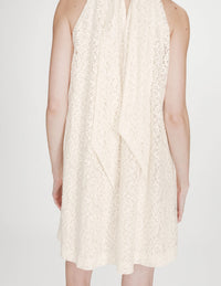 Robe Vasarely dentelle écrue – col américain