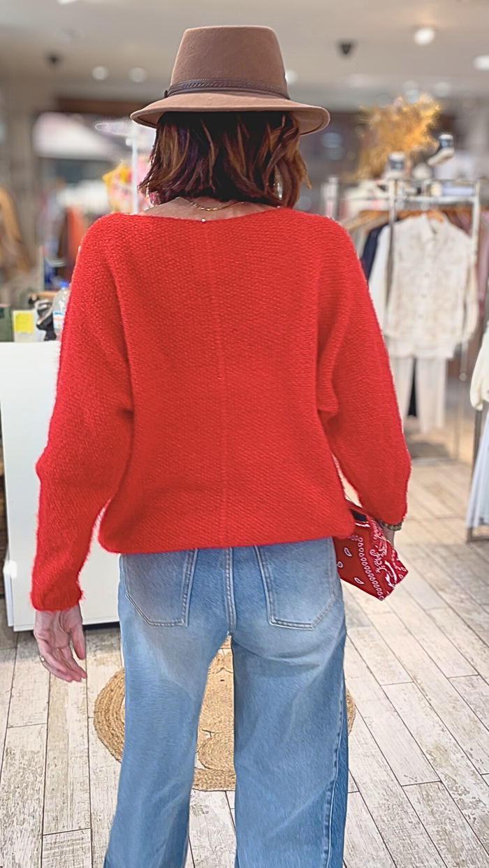 Pull Glow rouge irisé