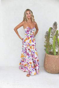 Robe Longue Bohème LIORA Écru Multicolore