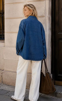 Veste ELLA en jean bleu oversize femme – vue de dos