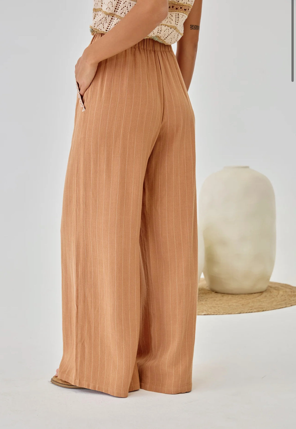 Pantalon MUT – Camel rayé