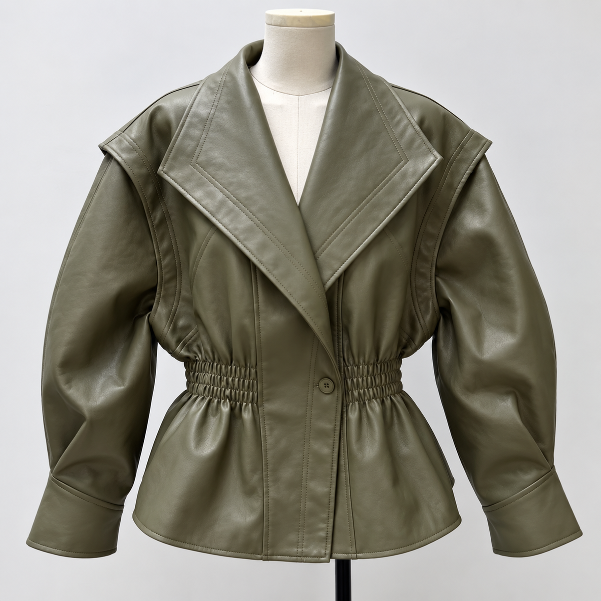 Veste EVA Olive – Effet cuir