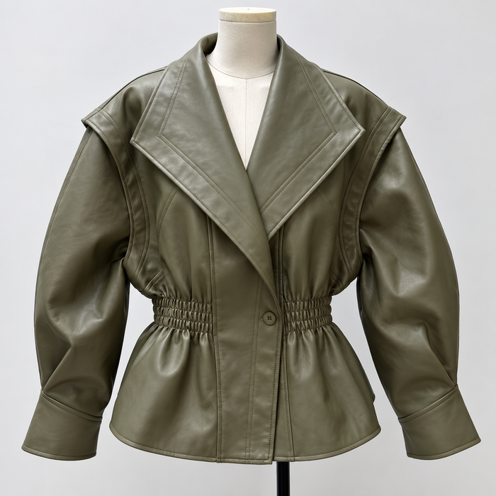 Veste EVA Olive – Effet cuir