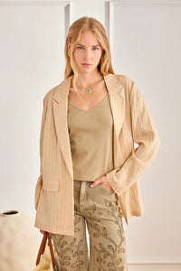 Veste MÉDA beige bohème chic – motif ajouré dos