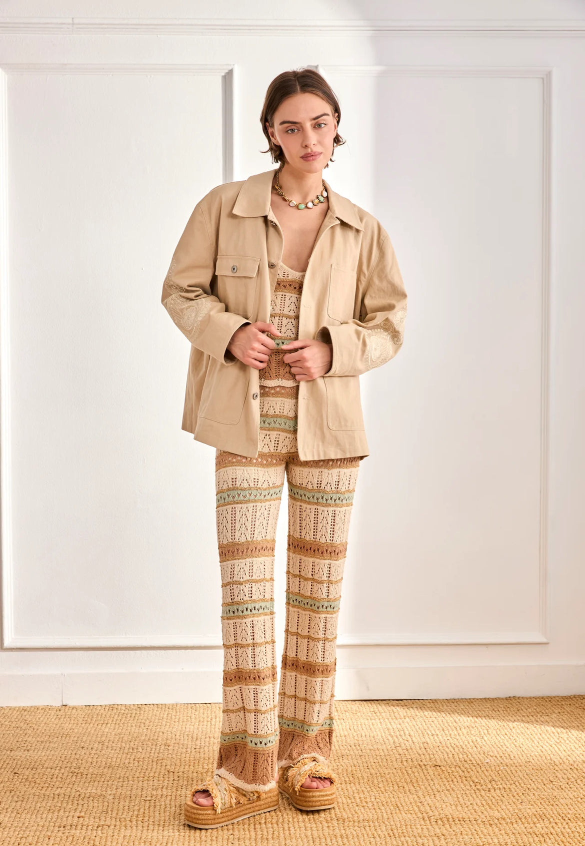 	Veste saharienne beige femme look complet