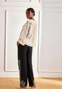 Blouse Deren écru bohème broderie ajourée