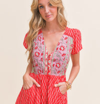 Robe Bohème Courte Zélie Rouge