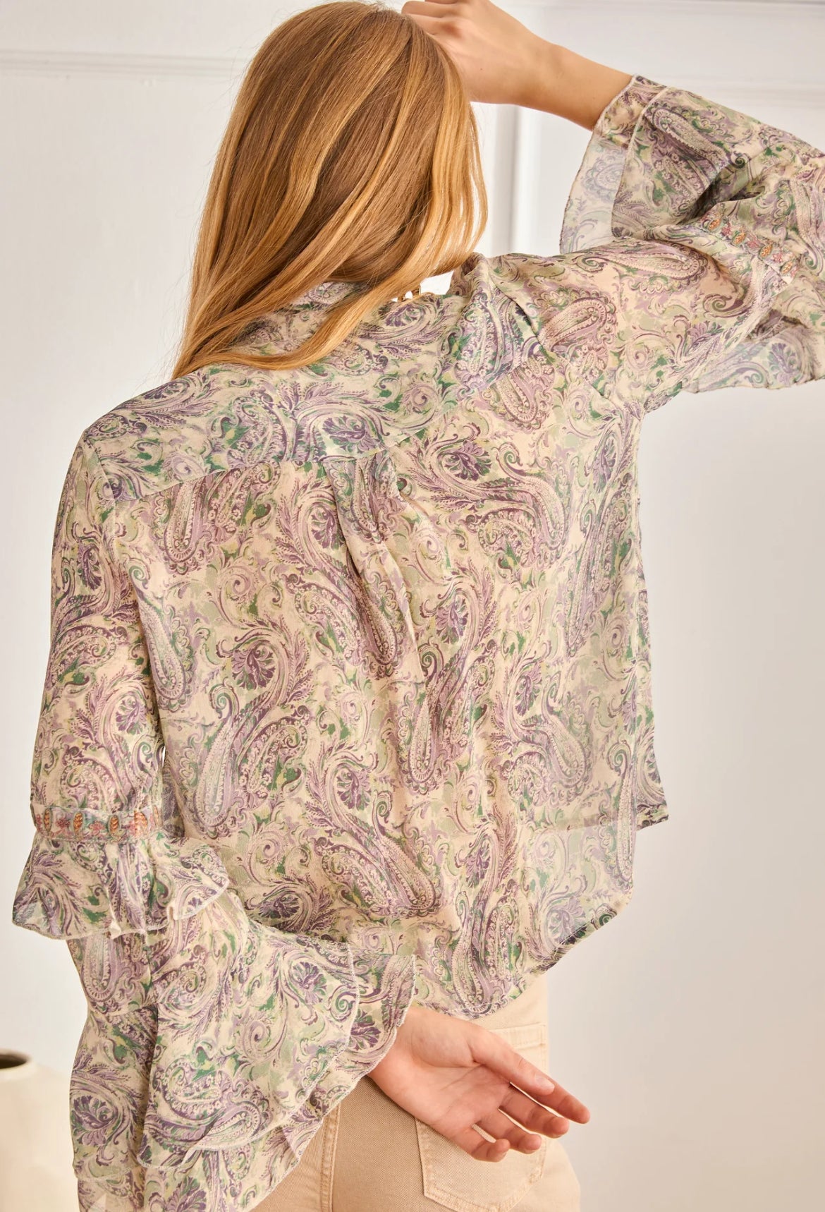 blouse bohème cachemire shabnam détail imprimé nkn