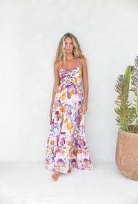Robe Longue Bohème LIORA Écru Multicolore