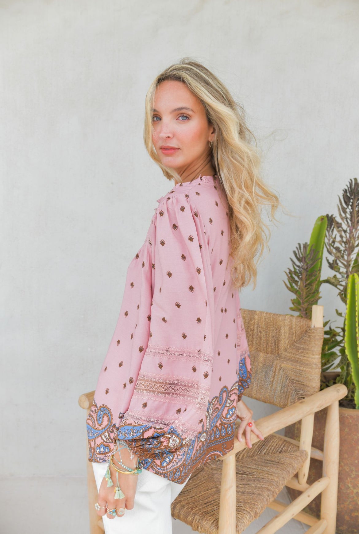 Blouse Bohème Solina Pink Paisley