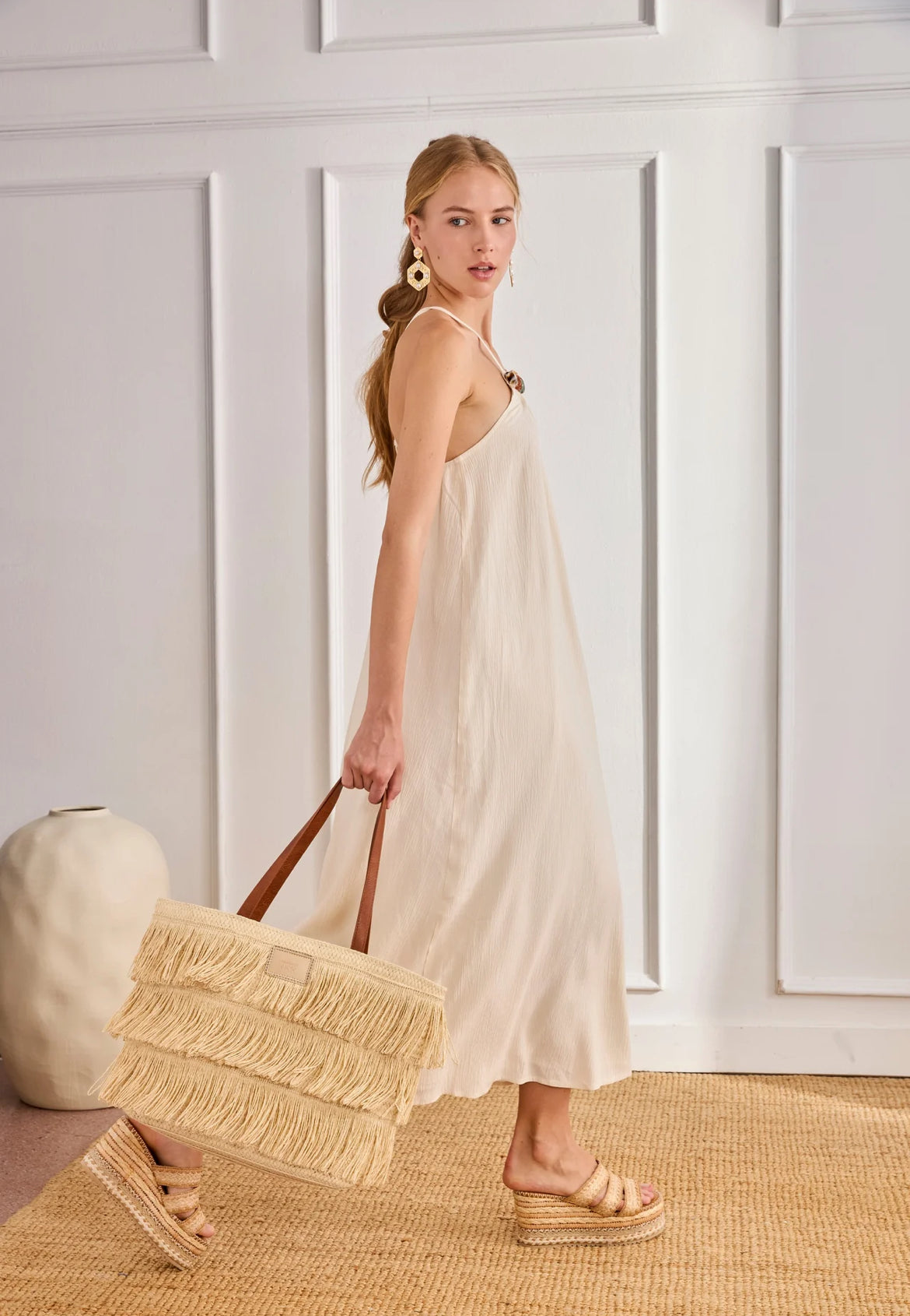 robe longue bohème fluide beige nira look été