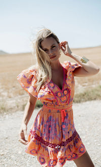 Robe Bohème Brodée SUNRISE ORANGE