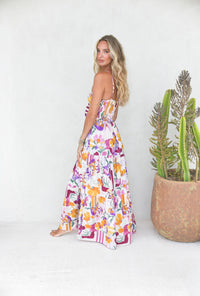 Robe Longue Bohème LIORA Écru Multicolore