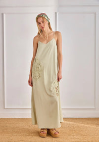 robe bohème longue vert sauge solen gypsy boheme
