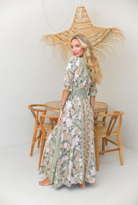 Robe longue bohème LORENA vert sauge