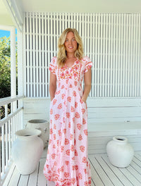 Robe longue bohème rose Azalée