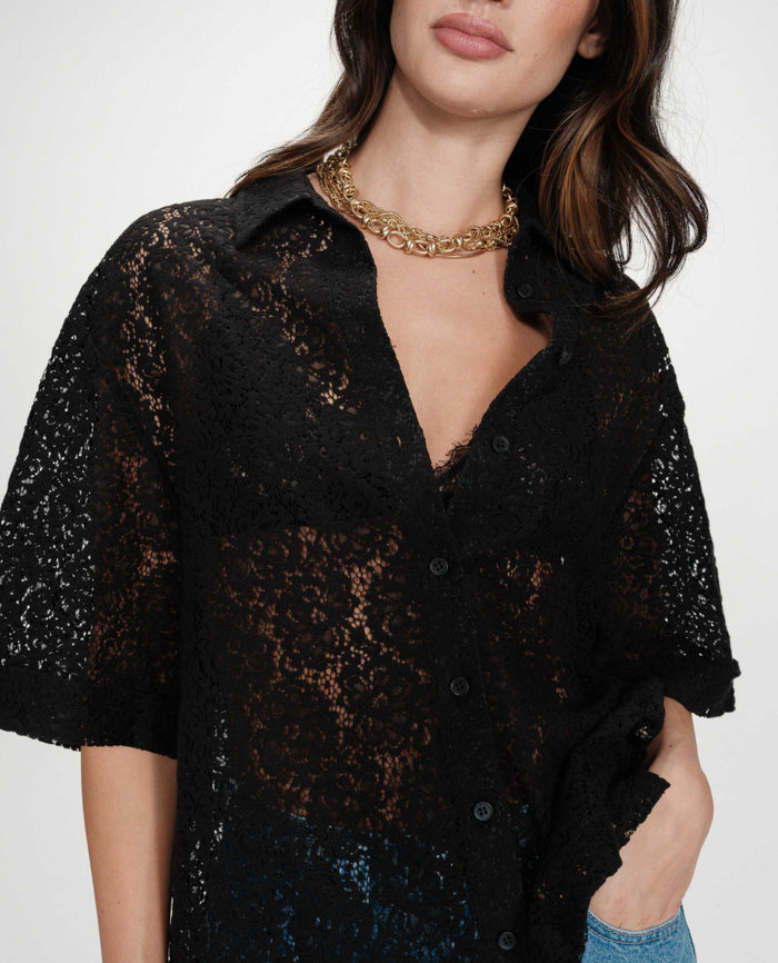 chemise vendel noire dentelle femme