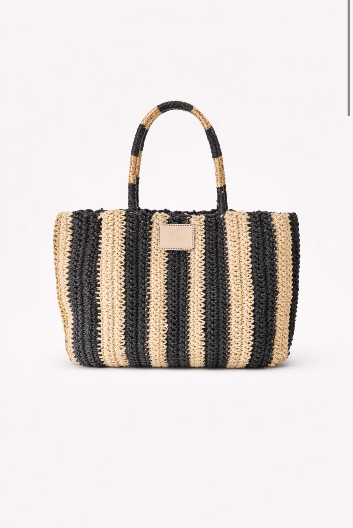 Sac KAROMI – Raphia Rayures Noir & Lurex Doré