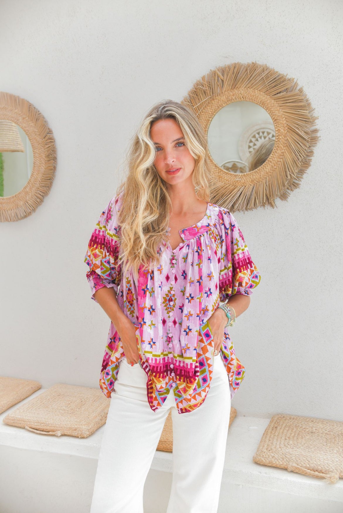Blouse Bohème Rosa Azteca