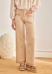 Pantalon YVEN – Beige Bohème Brodé