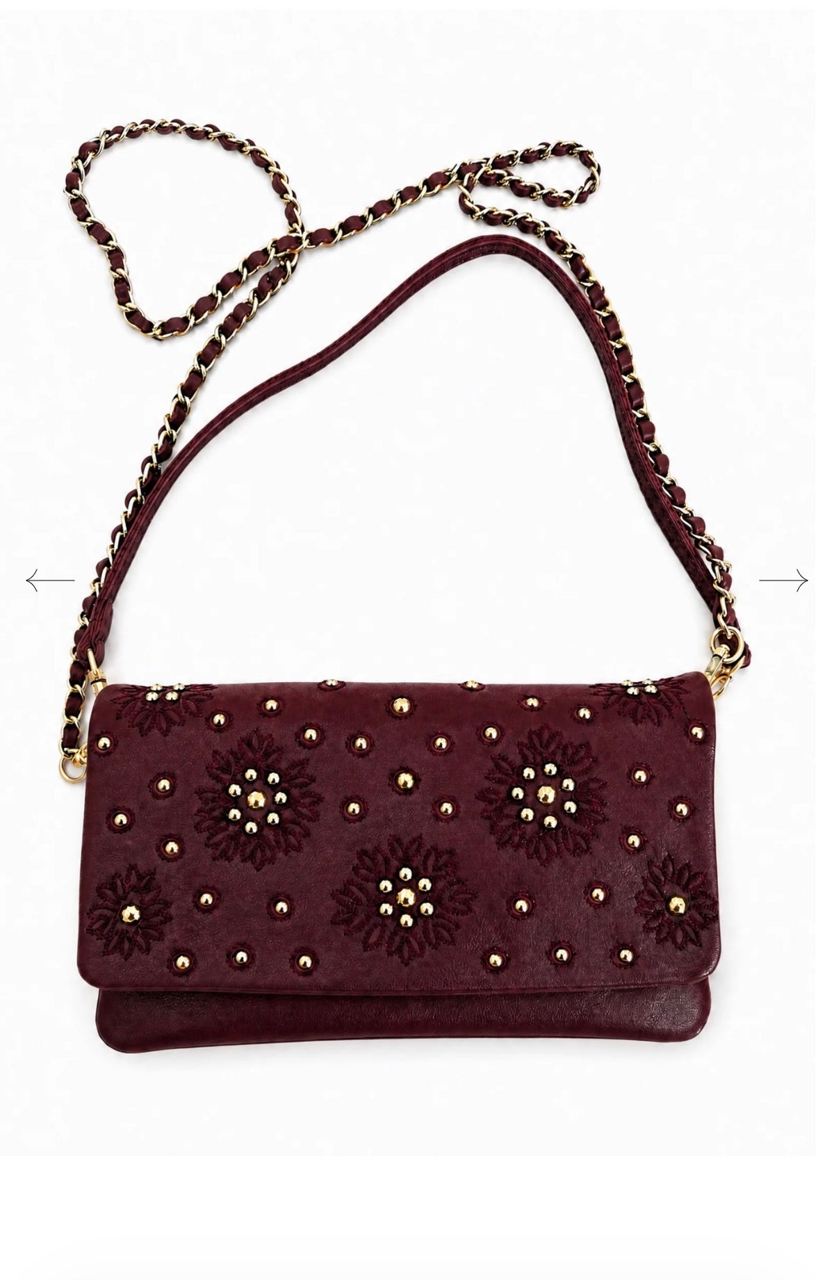 Pochette Moka en cuir Grenat