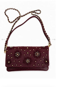 Pochette Moka en cuir Grenat