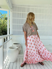 Jupe longue bohème rose Azalée