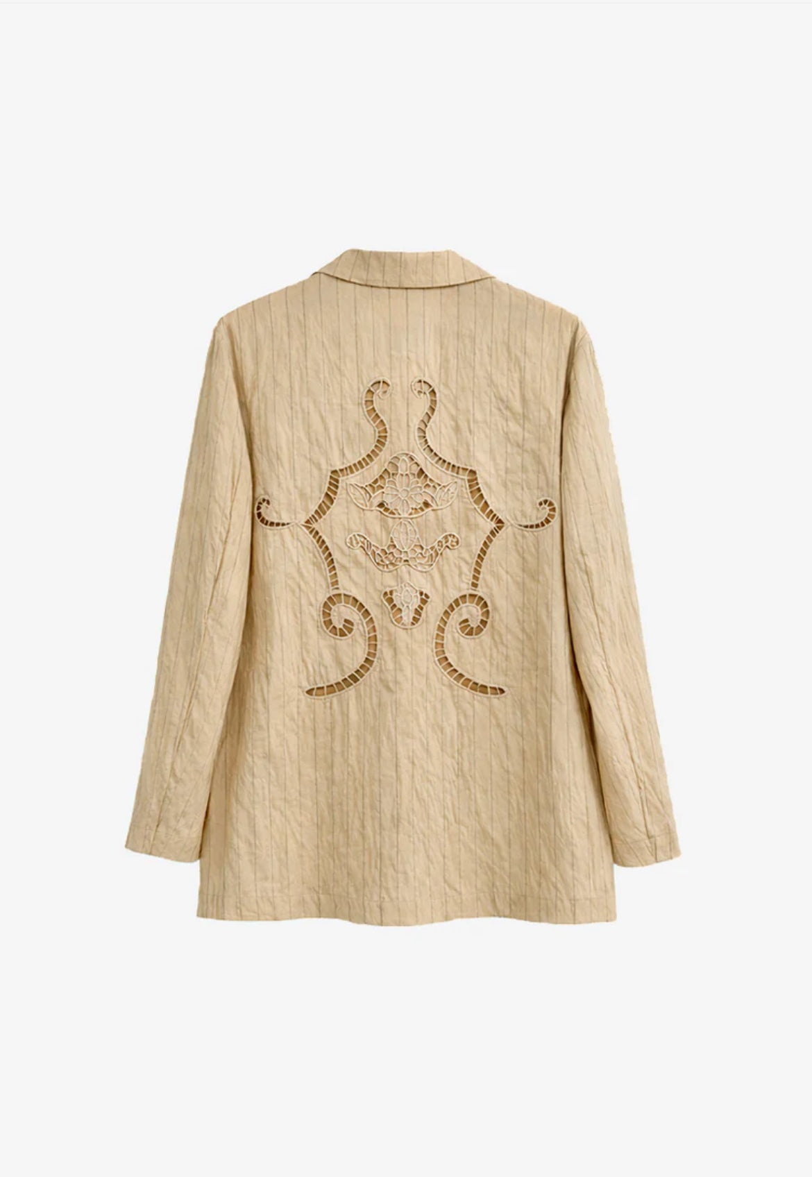 Veste MÉDA beige bohème chic – motif ajouré dos