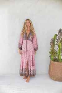 Robe Longue Bohème Solina Pink Paisley