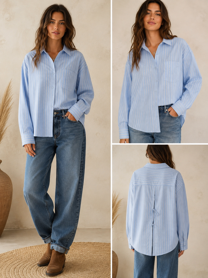 Chemise Valerie Bleu – Rayures & dos noué