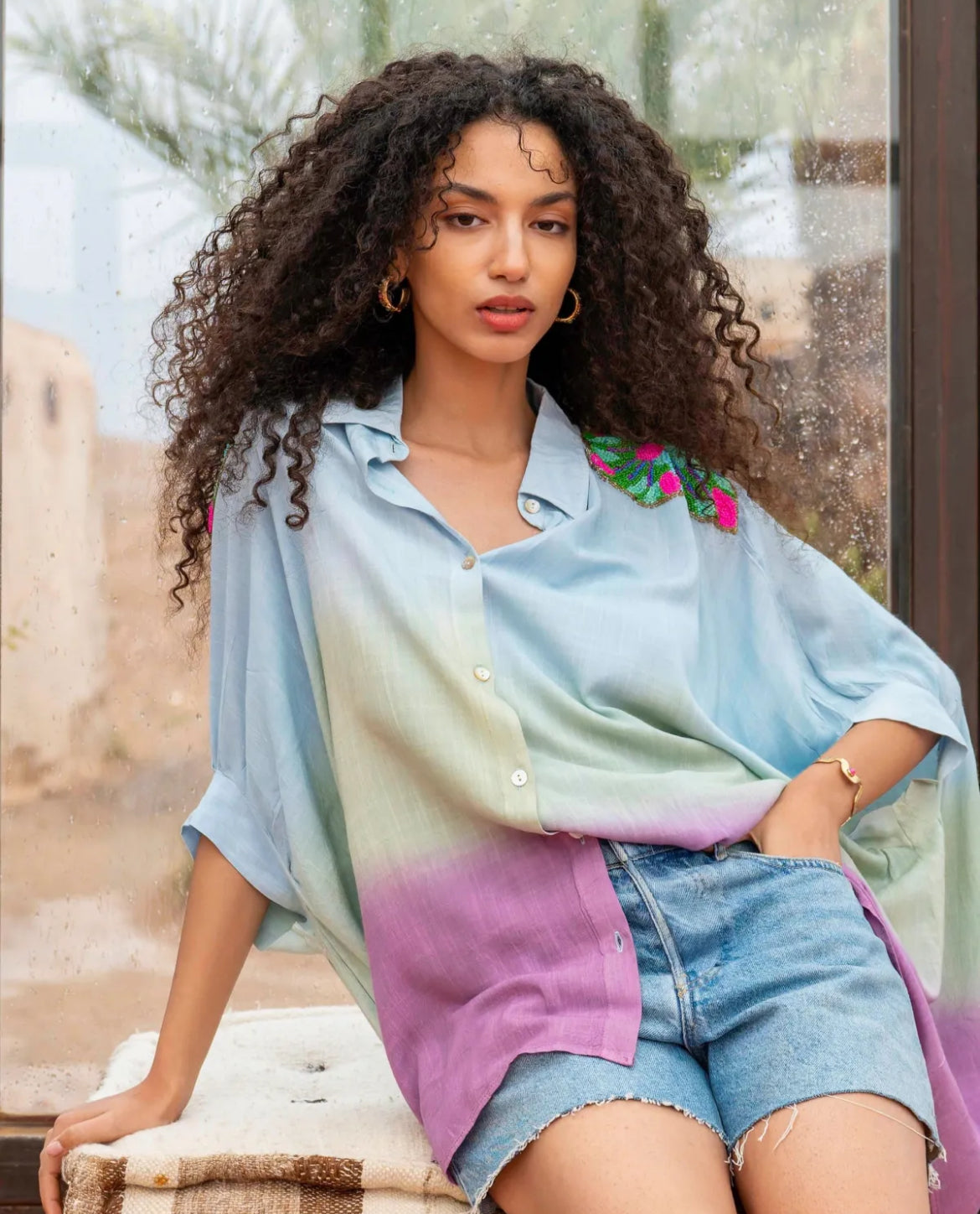 	blouse bohème coralia bleu pastel brodée