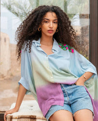 	blouse bohème coralia bleu pastel brodée