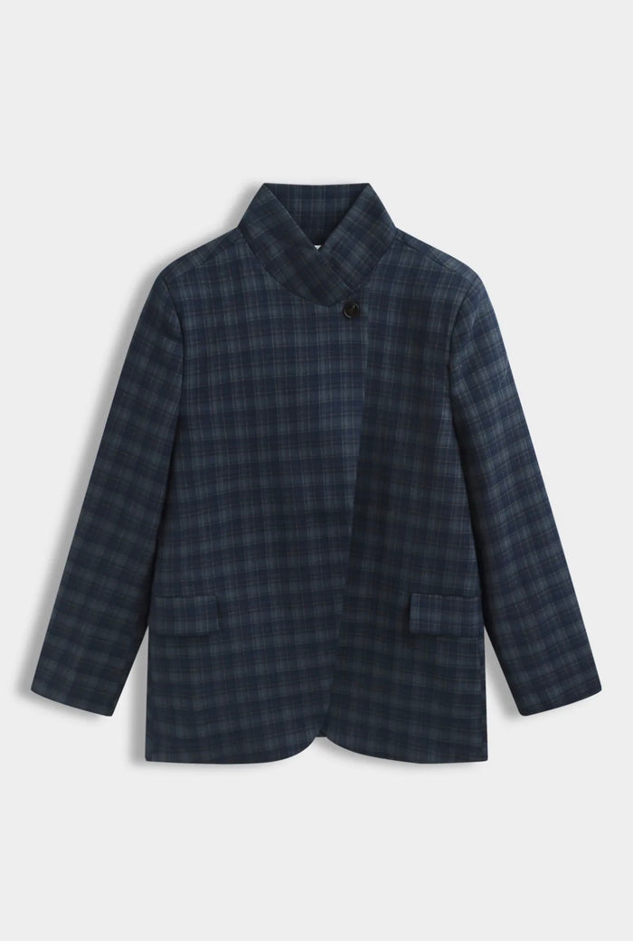  Veste Alma à carreaux bleu marine femme vue de face