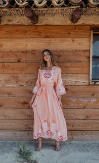 Robe Bohème Longue Brodée ROSALIA Blush