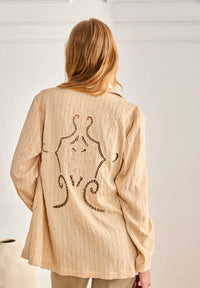 Veste MÉDA beige bohème chic – motif ajouré dos