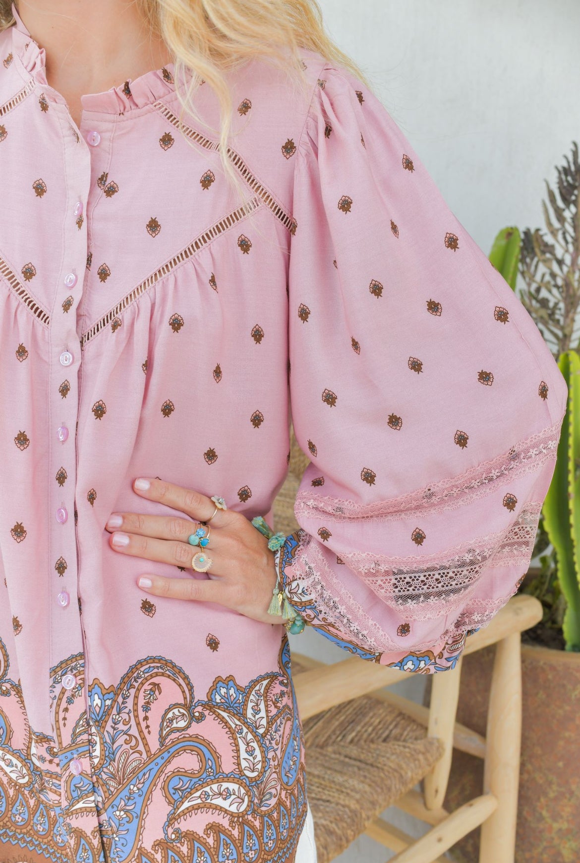 Blouse Bohème Solina Pink Paisley