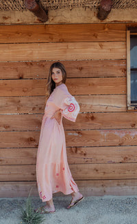 Robe Bohème Longue Brodée ROSALIA Blush
