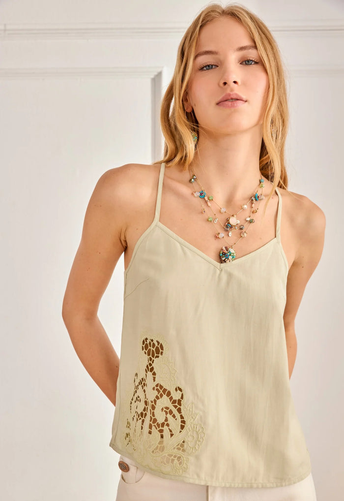 top bohème vert sauge femme
