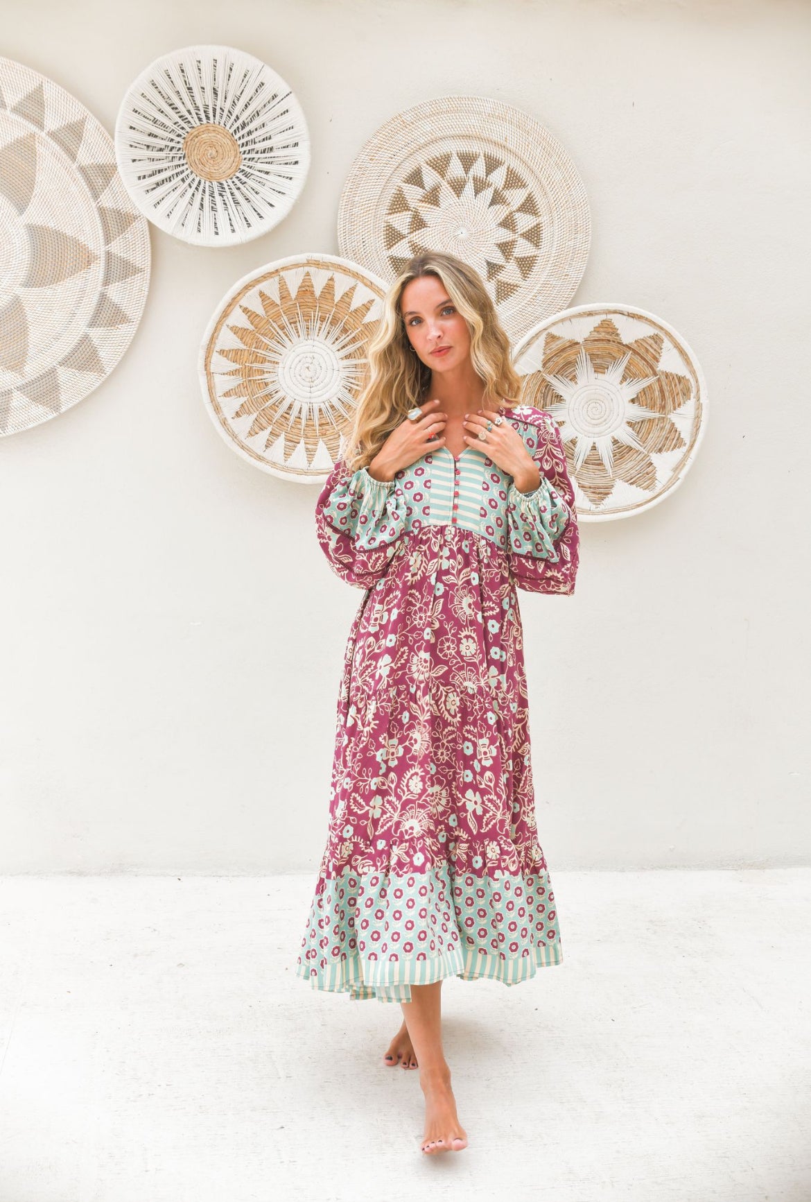 Robe Bohème Longue Imprimé Patchwork Solena