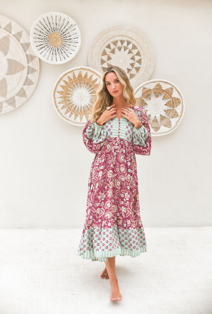 Robe Bohème Longue Imprimé Patchwork Solena