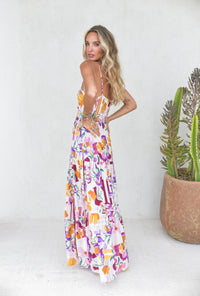 Robe Longue Bohème LIORA Écru Multicolore