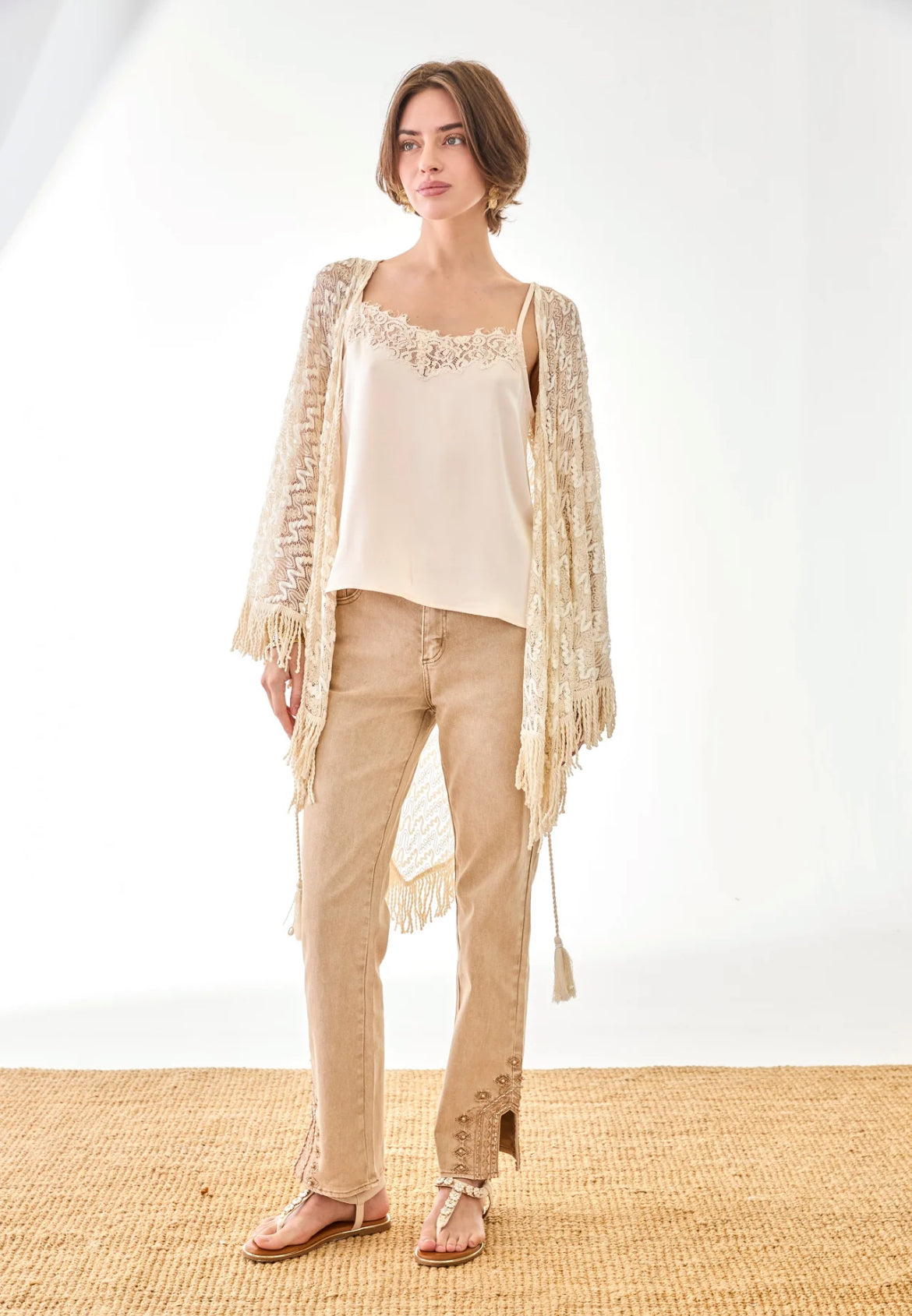 .	Pantalon PANDORA beige brodé NKN femme