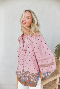 Blouse Bohème Solina Pink Paisley